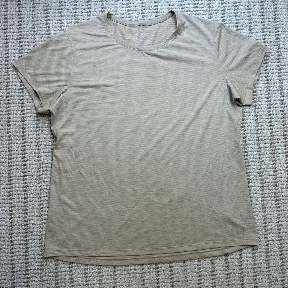 Arc'teryx Taema Crew Shirt Women's XL Tan Beige Short Sleeve Hiking Athletic